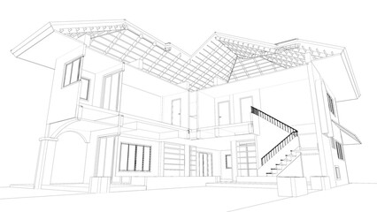 Fototapeta premium 3D illustration of building structure