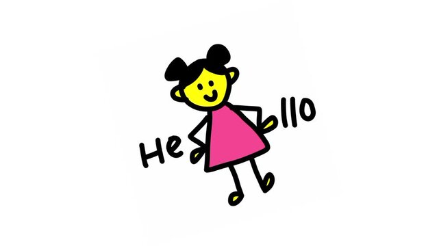 Cute Doodle little girl animation 