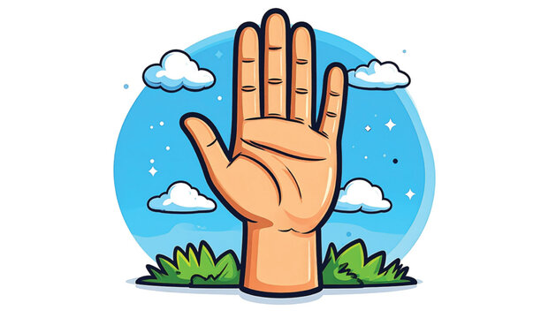 Hand with fingers spread apart showing.