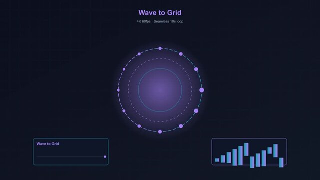 Futuristic hud interface with circular data visualization and audio spectrum loop digital technology