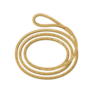 Coiled lasso rope with loop for cowboy cattle roping and western equestrian activities isolated on white background, for ranching and, sports use
