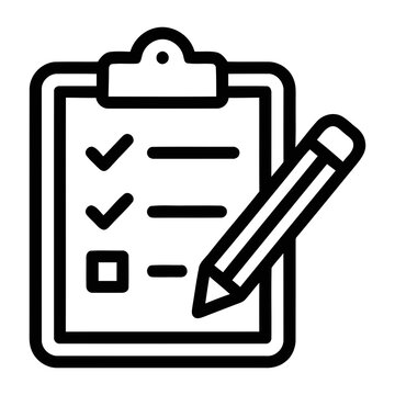 Outline Handdrawn Checklist With Pencil Symbol Icon