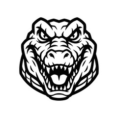 Fototapeta premium Aggressive Alligator Head Icon, Fierce Reptile Mascot Logo, Black and White Vector Art