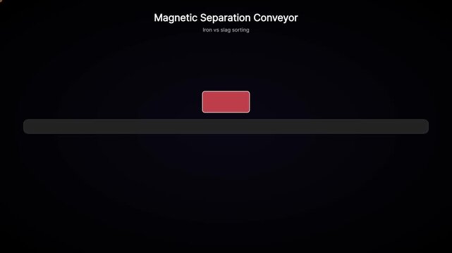 Magnetic separation conveyor animation: iron and slag sorting process for industrial engineering and recycling technology