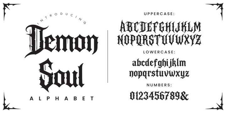 Demon Soul sharp gothic blackletter heavy metal fantasy display font for dark poster