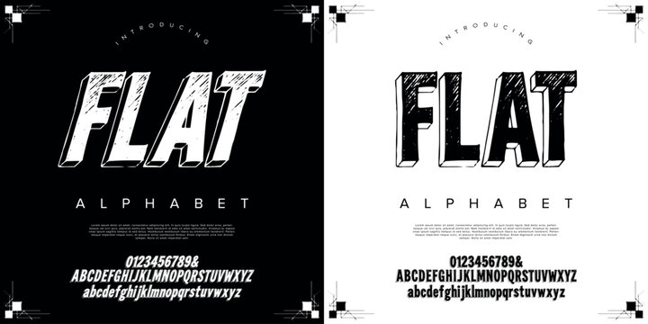 Flat 3d dimensional extruded display font with sketch shading texture for architectural headers