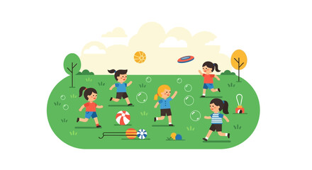 Naklejka premium Children Playing Soccer Outdoors.