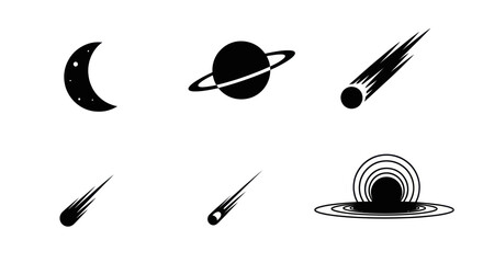 Celestial body and astronomical event silhouette set. © Supriyadi