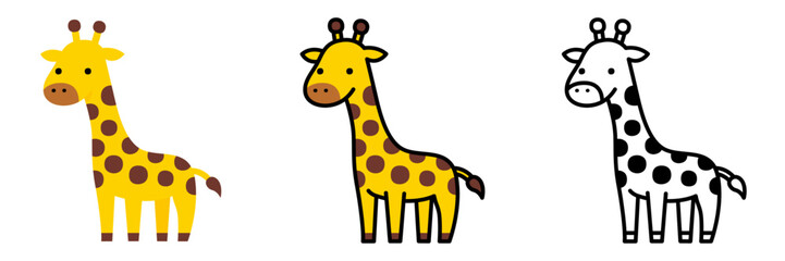 キリンのイラストセット ポップでかわいい動物 © nyaramero