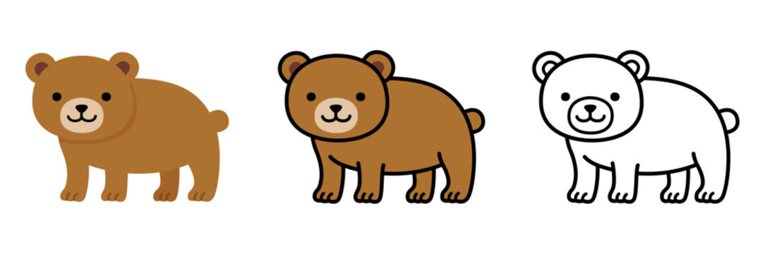 クマのイラストセット ポップでかわいい動物