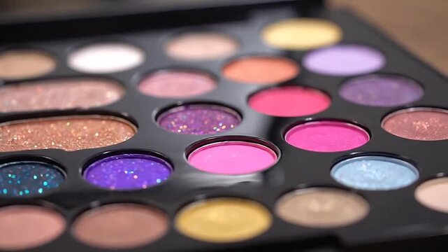 Professional colorful eyeshadow palette with glitter and matte shades