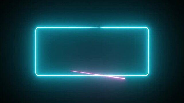 Neon blue glowing rectangle frame on dark background