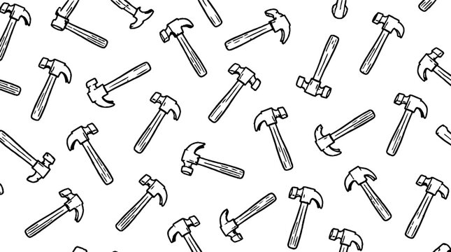 Repeating pattern of black and white hammer icons.