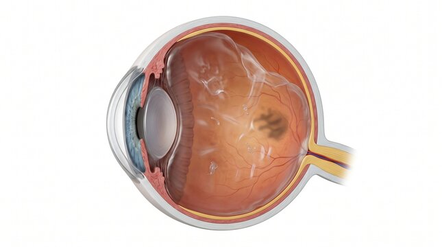 3D Anatomical Diagram of Posterior Vitreous Detachment and Floaters
