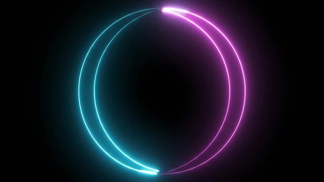 Glowing neon blue circle ring on black background