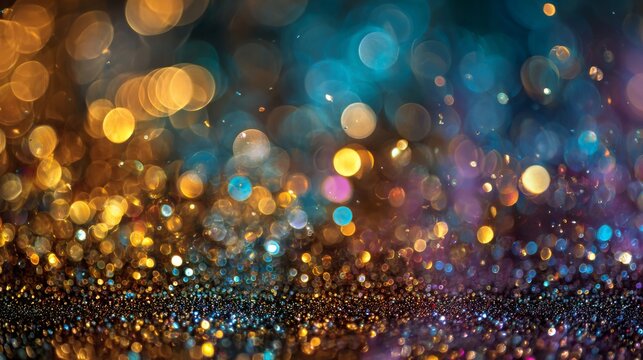 Abstract christmas background with sparkling glitter and golden bokeh lights, festive holiday celebration backdrop featuring shimmering glowing particles, elegant luxury seasonal illumination, warm ma