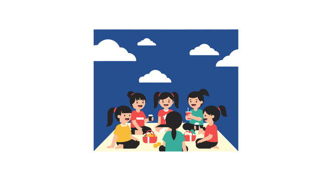 Diverse group of young girls.