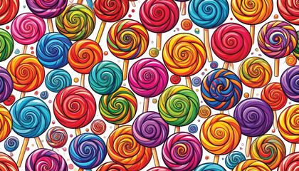 Fototapeta premium Colorful Swirly Lollipops on Sticks.