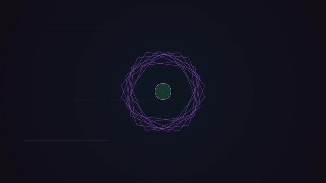 Abstract Geometric Animation of Rotating Purple Shapes Around a Circle