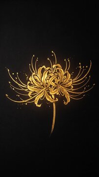 Golden Red Spider Lily Ink Art Background