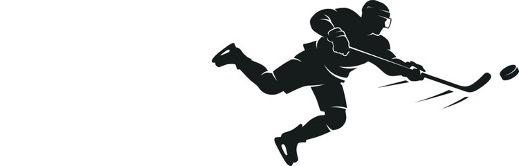 Fototapeta premium Dynamic Silhouette of a Hockey Player Taking a Powerful Shot