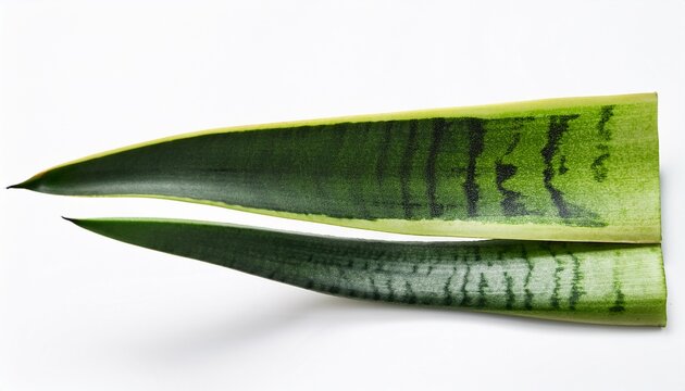 Sansevieria Trifasciata Snake Plant Leaf Segment On White Background