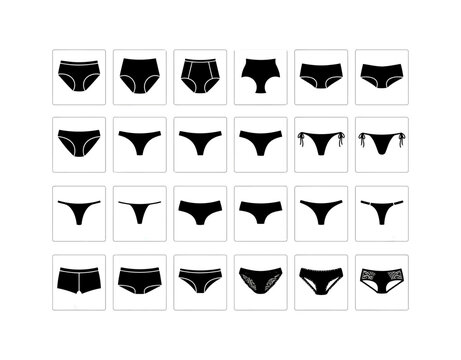 Set of different types of womens panties, lingerie icons