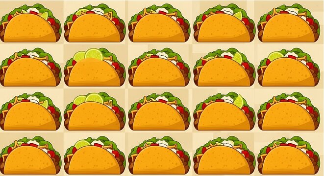 Taco Pattern Background - Delicious Mexican Food Illustration