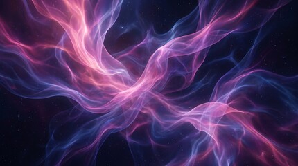 Fototapeta premium Flowing Silk Plasma Nebula with Pink Purple and Blue Gradient Abstract Cosmic Background