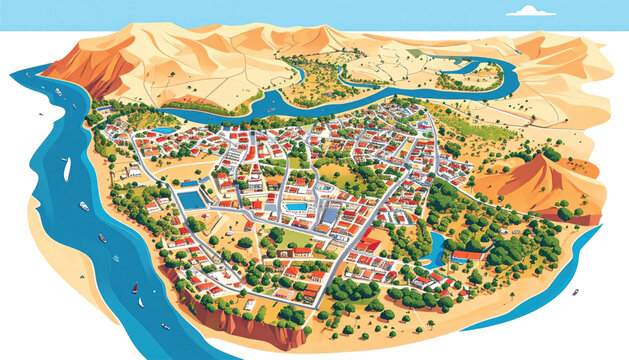 Map of a small town island.