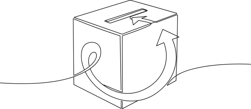 Abstract illustration of a voting box with arrows symbolizing process and feedback