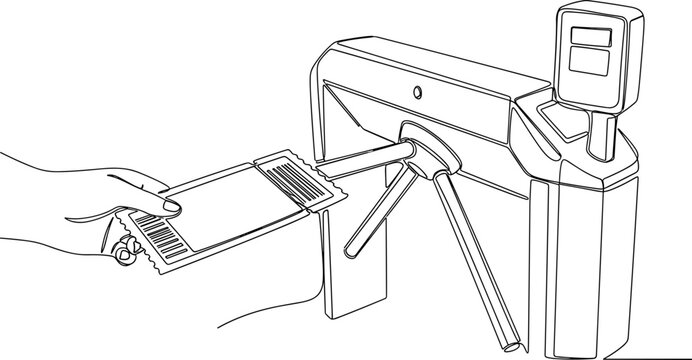 Hand Inserting Access Card into Turnstile Gate for Entry