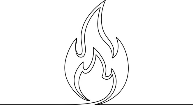 Minimalist single line drawing of a flame