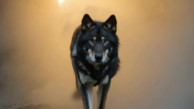 Mysterious Wolf Emerges from Smoke and Fire