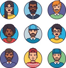 Fototapeta premium Male user profile avatar icon with a beard in a flat circular design