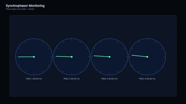 Synchrophasor monitoring dashboard: real-time electrical grid phase angle dials power system smart grid