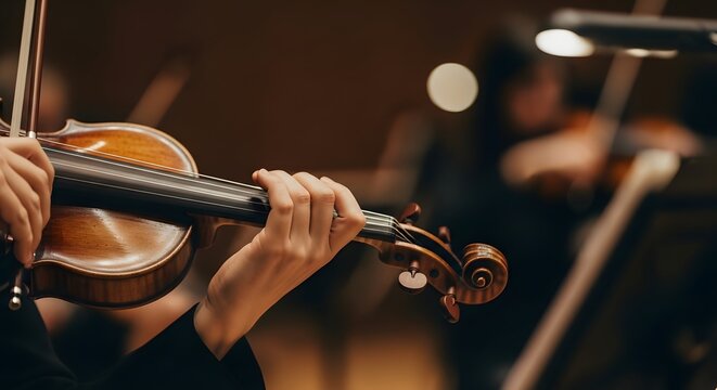Close up of musician playing violin