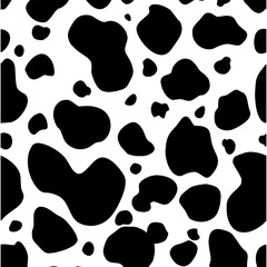 Fototapeta premium Monochrome spotted seamless pattern illustration, featuring irregular black shapes on a white background, reminiscent of classic animal print for diverse design projects
