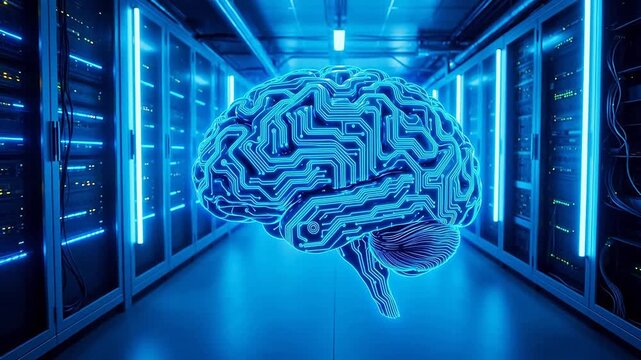 AI brain in server room