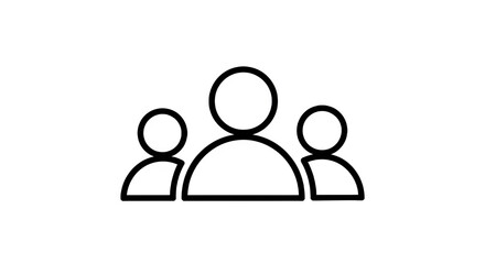A simple black line icon of three people standing together on a transparent background © Every Thing 