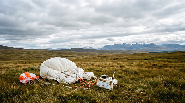 Scientific Radiosonde Weather Balloon Equipment Landed in Remote Hills