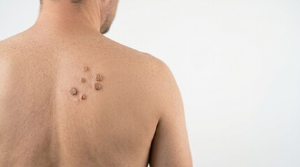 Naklejka premium Benign Skin Wart on Upper Back of Adult Patient Isolated on Neutral Background