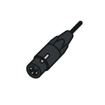 Minimalist Vector Icon of a Professional XLR Audio Microphone Connector Cable Plug for Sound Systems