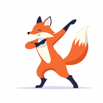Cartoon fox doing a dab dance pose