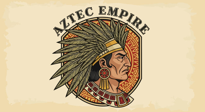 Aztec Empire Logo Feathered Head.