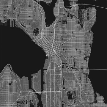 Seattle City Map Poster Street Map JPG Sophisticated Light Grey White Road Neutral Wall Art
