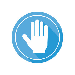 Fototapeta premium Flat blue stop hand icon