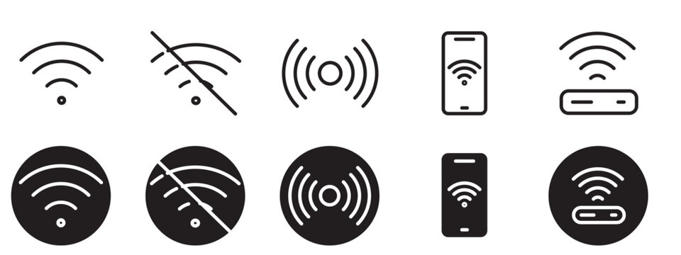 Wifi Icon Set, Wireless Internet Zone Signal and Hotspot Connection Network Vector Symbols