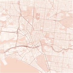 Fototapeta premium Melbourne City Map Poster Street Map JPG Pastel Orange Warm Sunset Wall Art Decoration