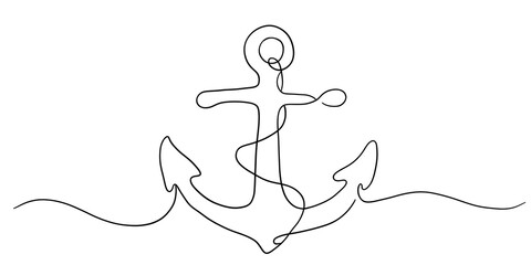 Minimalist Line Drawing of Anchor Symbol © ImageFlow 